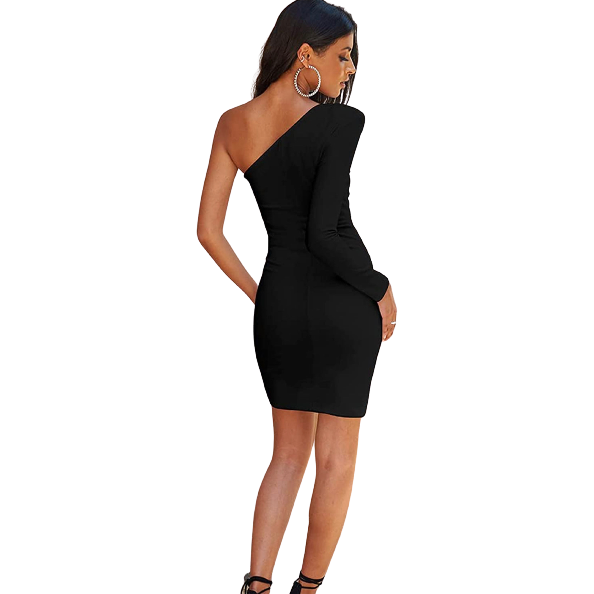 One Shoulder Long Sleeve Split Hem Dress 345activewear One Shoulder Long Sleeve Split Hem Dress 345activewear