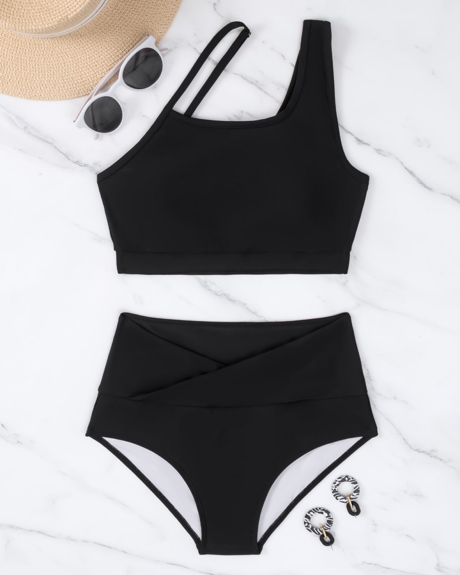Essential High Waisted Black Swimsuit